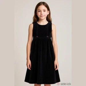 Gymboree Girls Dress Sz 7 Black Velvet Pintuck Jumper Holiday Cheer Vintage XXL - Picture 1 of 6
