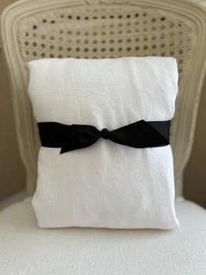 West Elm European Flax Linen FULL/QUEEN Duvet Cover White CUT TAGS USED READ - Image 1 of 4