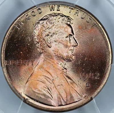 1982-D Zinc Small Date PCGS MS67RD Attractively Toned Lincoln Cent 53987788 - Image 1 of 3