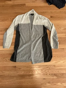 Charter Club Luxus 100% Kaschmir Strickjacke vorne offen grau Colorblock XL WEICH - Bild 1 von 6