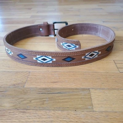 Cinturón de cadera LoveStrength de cuero pintado pequeño tostado azteca boho suroeste NUEVO Foto 1 de 4