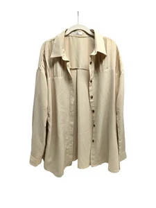 Beige hellbraune Damen Langarm Bluse XL Kragen Knopfleiste Polyester - Bild 1 von 7