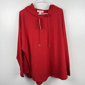 Michael Kors Pullover Damen 2X Rot Waffel Strick Hoodie Langarm Gold Logo Neu mit Etikett - Bild 1 von 11