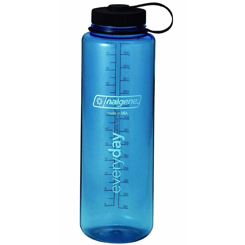 Botella de agua Nalgene Wide Mouth Sustain Silo - 48 oz. - Azul/Negro Foto 1 de 1