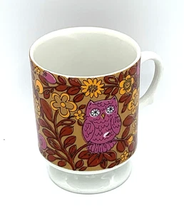 Vintage Japan Mod Flower Power EULE Kaffeebecher mit Fuß Tasse 8 Unzen - Bild 1 von 7