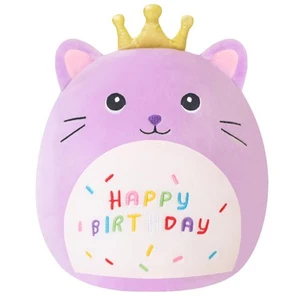 Cat Stuffed Animal Kawaii Cat Plushie with Golden Crown Soft Kitty Stuffed To... - Picture 1 of 6