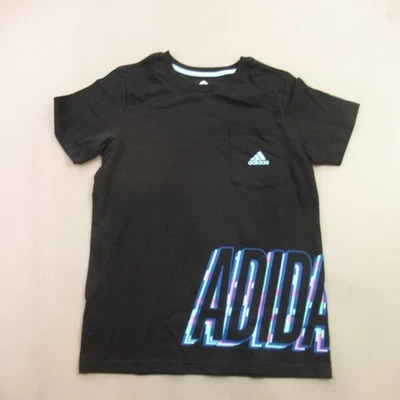 Adidas Shirt Boys 14-16 Short Sleeve Casual Crew Neck Lightweight Black - Image 1 of 4
