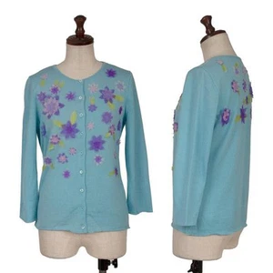 MOSCHINO CHEAPANDCHIC Floral Patch Crew Neck Knit Cardigan Size M(K-154662) - Picture 1 of 12