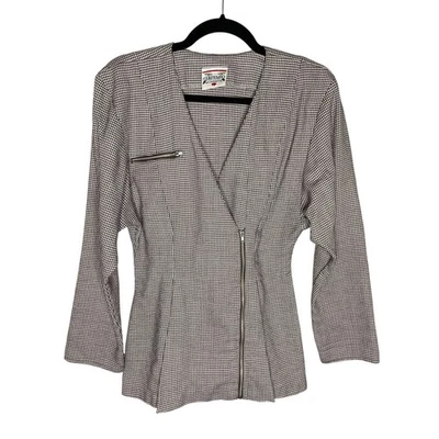 Blazer vintage años 80 90 Contempo informal marrón pata de gallo talla S/M chaqueta para mujer Foto 1 de 4