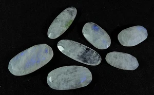 135Cts. Natural Rainbow Moonstone briolette cut Oval Gemstone 7 Pcs Lot - Picture 1 of 9