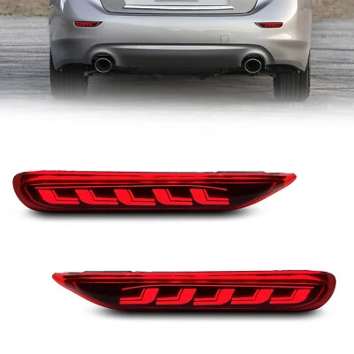 LED Rear Reflector Turn Signal Brake Lights For Infiniti Q50 Nissan Rogue Red - Image 1 of 4