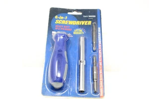 New Pittsburgh 6-in-1 Soft Grip Screwdriver PH1 PH2 Slotted 3/16 & 1/4 Tools Car - Picture 1 of 4