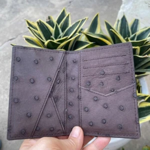 BROWN OSTRICH GENUINE LEATHER SKIN CREDIT CARD HOLDER/ WALLET CARD/ CARD HOLDER - Picture 1 of 16