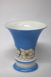 Lichte VEB Porzellan Vase handgemalt Geiersthal Blumen Goldrand - Bild 1 von 5