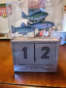 Fishing Wood Block Calendar 6" X 8" - Picture 1 of 8