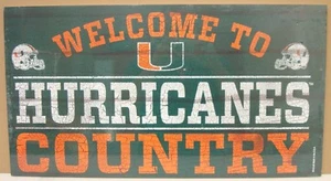 MIAMI HURRICANES WELCOME TO HURRICANES COUNTRY WOOD SIGN 13"X24'' WINCRAFT - Picture 1 of 1