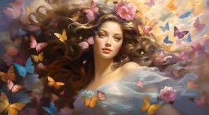 Angel Art Wall Home Decor Fairy Butterfly Oil Painting picture Printed on Canvas - Picture 1 of 8