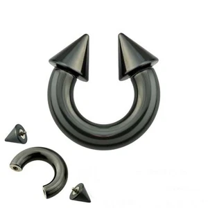 Horseshoe Heavy 6 Gauge 9/16" Spikes 8mm Internal Titanium Black * - Picture 1 of 4
