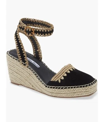 NUEVO EN CAJA Sandalias de gamuza con cuña alpargata global Charles David para mujer en negro talla 7 Foto 1 de 4