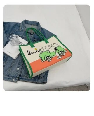 Peanuts Snoopy canvas shoulder tote bag with zipper - Image 1 of 2