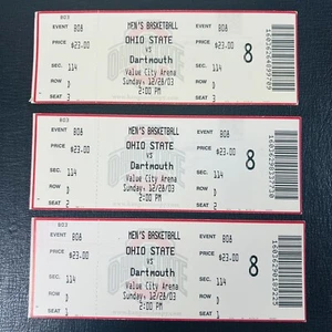 2003 Ohio State Vs Dartmouth NCAA Men's Basketball 12/28/03 Full Ticket QTY (3) - Picture 1 of 2