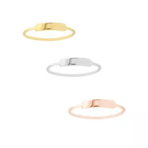 Bar Ring Real 14K Yellow White Rose Solid Gold Minimalist Stackable Ring Women - Picture 1 of 14