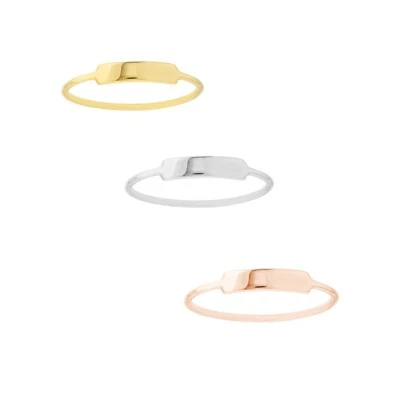 Bar Ring Real 14K Yellow White Rose Solid Gold Minimalist Stackable Ring Women - Image 1 of 4