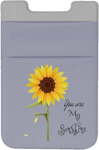 Stretchy Sunflower Cell Phone Card Holder, Phone Pocket Stick on Cell Phone - Picture 1 of 12