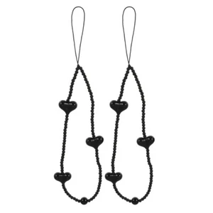 2 Pcs Love Mobile Phone Chain Heart Decor Beaded Lanyard Lanyardd - Zdjęcie 1 z 12