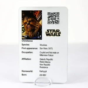 Star Wars Chewbacca Self Standing ID Trading Card - Picture 1 of 3
