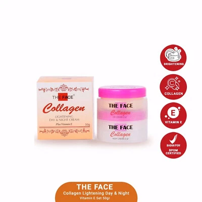 THE FACE Day + Night Cream Collagen Vitamin E Anti Aging Skin Elasticity set 50g - Image 1 of 4