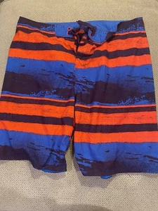 Mens Joe Boxer Board Shorts Swimsuit Shorts 38 Blue Red Striped - Picture 1 of 1