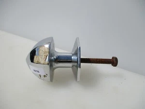 Vintage Chromed Brass Centre Door Knob Handle Pull Old Plate Octagon - Picture 1 of 12