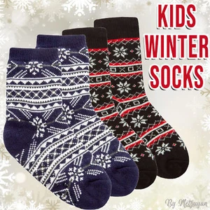 Boys Girls Unisex Winter Fluffy Chunky Warm Sherpa Lined Bed Socks Anti Slip UK - Picture 1 of 5