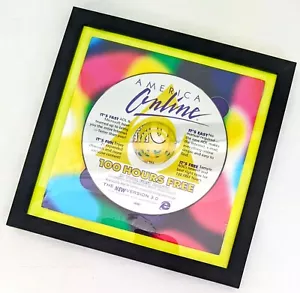 America Online CD Wandbild, Vintage AOL Disc Rahmen Display, Dekor REGENBOGENFARBEN - Bild 1 von 5