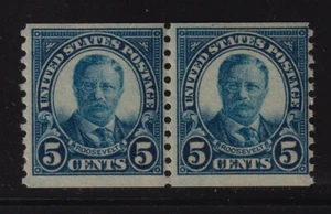 Par de bobinas rotativas Roosevelt 5c azul Sc 602 1924 MNH CV $7,50 (B5 - Imagen 1 de 1