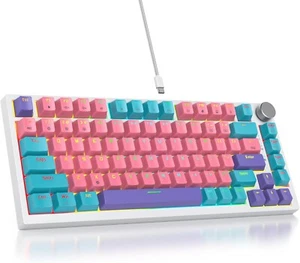 Surmen Mechanical Gaming Keyboard 75%, Hot-Swappable, Knob,Wired RGB, PBT Keycap - Picture 1 of 6