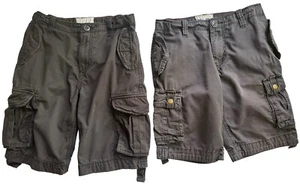 PS Aeropostale Boys Cargo Shorts size 8 Pair of 2 Brown Casual Active Utility - Picture 1 of 18