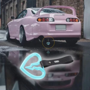 Light Blue S Broken Heart JDM Ring Tsurikawa Train Car Handle Strap -Carbon PVC - Picture 1 of 6