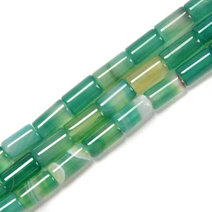 Green Stripe Agate Cylinder Tube Beads Size 8x15mm 15.5'' Strand - Picture 1 of 2