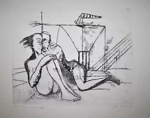 Angela Hampel Paar in Landschaft handsigniert Radierung auf Bütten 1982 3/10 - Bild 1 von 4