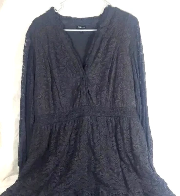 Torrid кружева эластичной платье размер 2 серый длинным рукавом кнопка спереди цветочный - Изображение 1 из 4