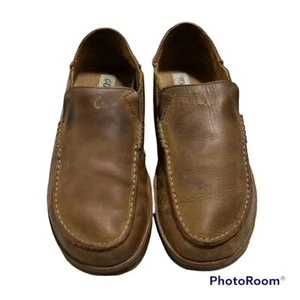 Zapatos Mocasines Olukai Para Hombres Talla 10M Moloa Cuero Marrón Sin Cordones  - Imagen 1 de 11