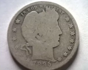 CUARTO DE DÓLAR BARBER 1895 SOBRE BUENO+ AG+ BONITA MONEDA ORIGINAL DE BOBS MONEDAS - Imagen 1 de 2