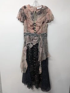 Abito midi donna Byron Lars Beauty Mark a strati floreale foderato in pizzo taglia 6 RARO - Foto 1 di 14