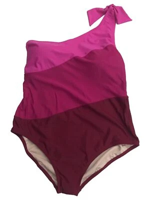 Traje de baño asimétrico Aqua Couture para mujer Plus bloque de color rosa 1 pieza Foto 1 de 3
