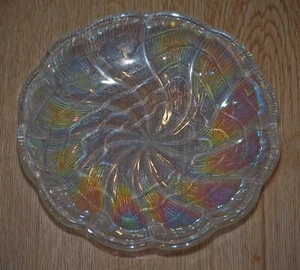 PLATO DE CRISTAL DE CARNAVAL VINTAGE 7" diam.  Años 30 Hecho en EE. UU. ¡Magnífico Iridiscente! - Imagen 1 de 4
