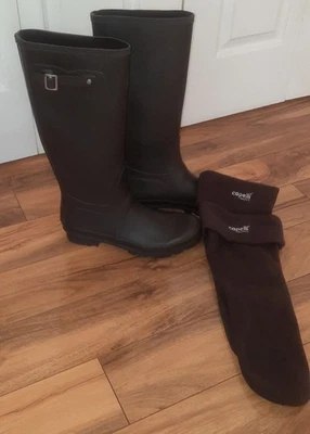 Womans Polar Dark Brown Tall Rubber Muck Boots & Cappella Sock Inserts Size 11 - Image 1 of 4
