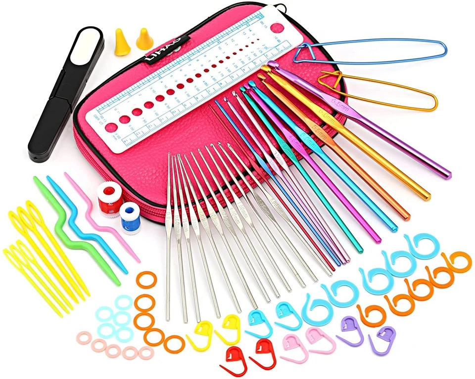 LIHAO 74-Piece Crochet Hook and Loop Set with Knitting Needles, Lace Needles, St - Image 1 of 4