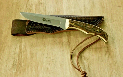 Ranura de dedo Böker Arbolito mediana vintage años 90 ciervo cazador 4,5" 440 acero inoxidable Foto 1 de 4